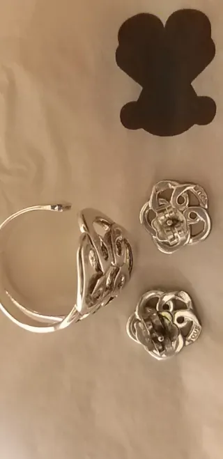 Conjunto Tous Anillo y Pendientes Plata