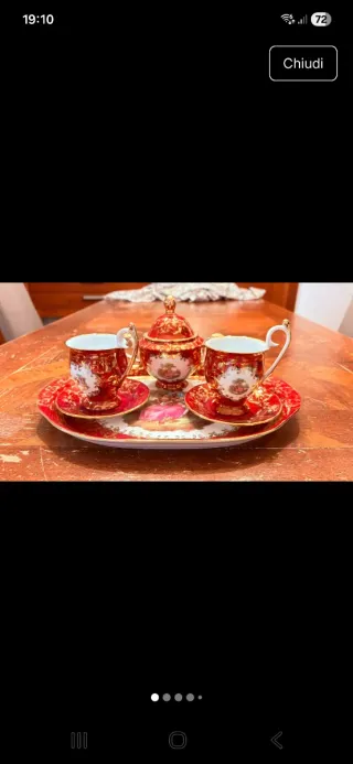 Set caffè Limoges France rosso oro