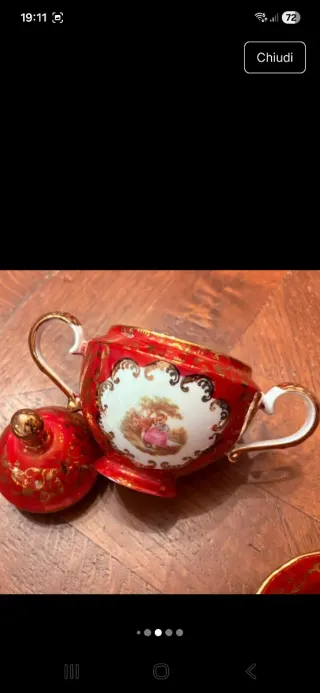 Set caffè Limoges France rosso oro