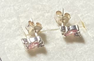 Pendientes Plata y Piedra Rosa Marquise