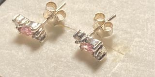 Pendientes Plata y Piedra Rosa Marquise
