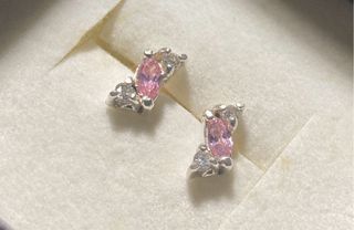 Pendientes Plata y Piedra Rosa Marquise