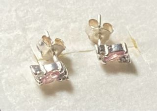 Pendientes Plata y Piedra Rosa Marquise