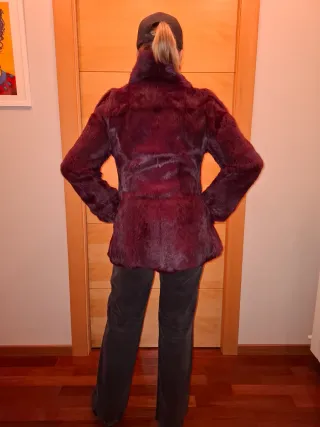 Chaqueta Piel Conejo Granate Talla 42