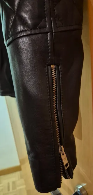 Cazadora Piel Negra Hombre