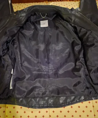 Cazadora Piel Negra Hombre