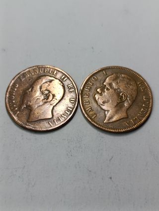 Lote 2 monedas 10 cent. Italia 1867-1894 MBC