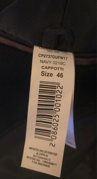 Gutteridge Cappotto uomo monopetto size46