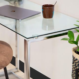 Mesa escritorio cristal y metal 100x50