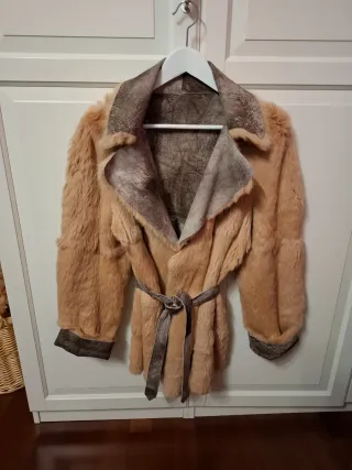 Chaqueta Piel Conejo Reversible Beige/Marrón