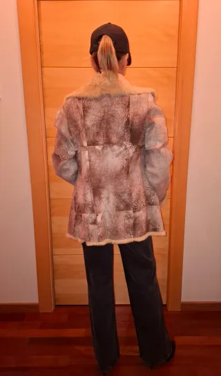 Chaqueta Piel Conejo Reversible Beige/Marrón