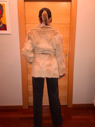 Chaqueta Piel Conejo Reversible Beige/Marrón