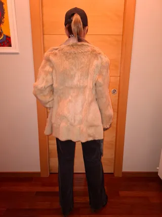 Chaqueta Piel Conejo Reversible Beige/Marrón