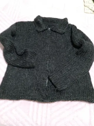 Chaqueta de punto negro mujer con cremallera