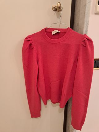 Pullover Haveone rosso con maniche a sbuffo
