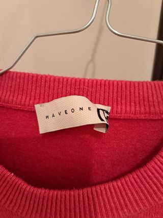 Pullover Haveone rosso con maniche a sbuffo