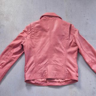 [M] - Mango Cazadora de Cuero Rosa con cremalleras