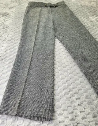 Pantalón Recto Vintage Gris Talla 38