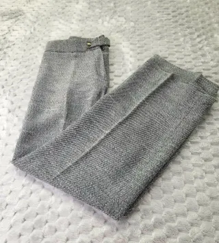Pantalón Recto Vintage Gris Talla 38