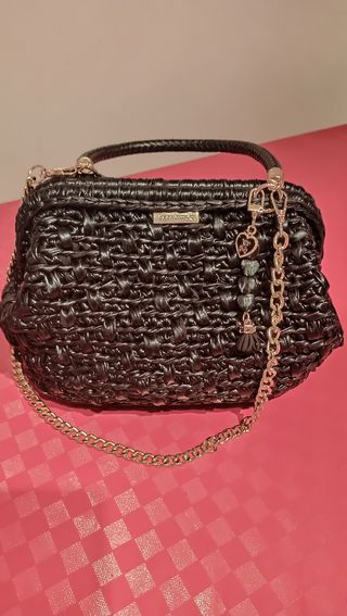 Borsa uncinetto nera fatta a mano