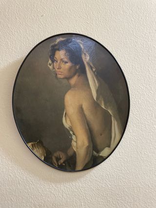 Cuadro mujer tela y madera