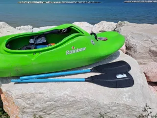Canoa Rainbow Verde + pagaie + salvagete
