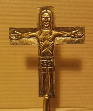 Antigua Cruz Bronce Crucifijo Jesús