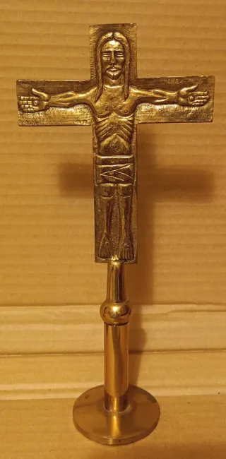Antigua Cruz Bronce Crucifijo Jesús