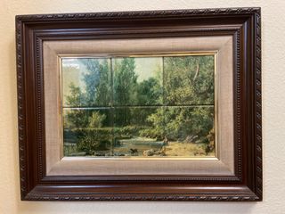 Cuadro de paisaje con marco de madera