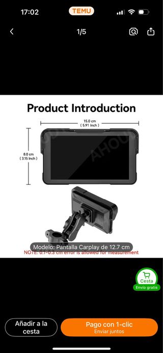 Pantalla Moto 12.7 cmCarPlay con su caja original.