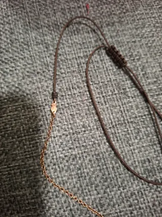 Collar Tous ajustable cordón marrón y oro rosa