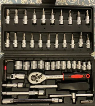 Jogo de chaves de catraca 1/4 46 peças