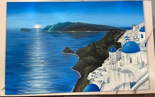 Cuadro pintado a mano Santorini