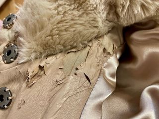 Abrigo Piel Sintética Beige Mujer