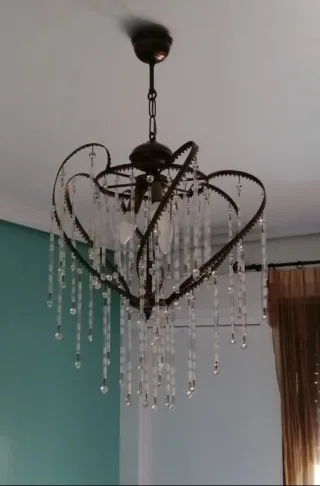 Lámpara colgante corazón cristal y metal