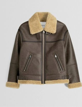 Chaqueta Aviador Borrego Bershka Talla XS