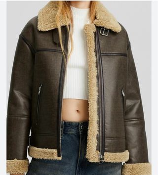 Chaqueta Aviador Borrego Bershka Talla XS