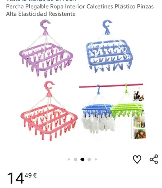 Percha tendedero interior con pinzas