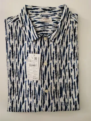 Camisa Milano Estampada Azul/Blanco