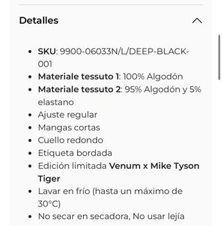 Camiseta Venum x Mike Tyson Tiger Negra