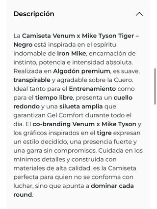 Camiseta Venum x Mike Tyson Tiger Negra