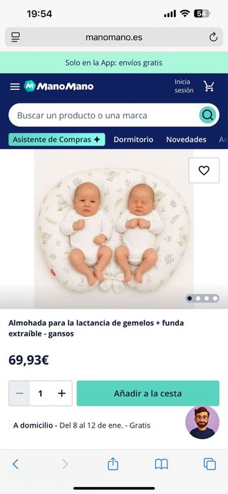 Cojín lactancia gemelar + funda