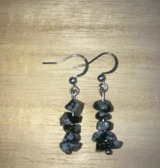 Orecchini chip pietra ossidiana fiocco di neve