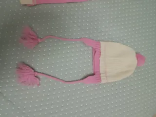 Conjunto gorro y bufanda niña rosa