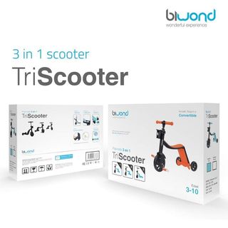 BIWOND Patinete 3 en 1 TriScooter (Modo Andador, Modo Triciclo, Modo Patinete, Ruedas Seguras, Manillar ustable Antideslizante, Pedales Desmontables) – Azul