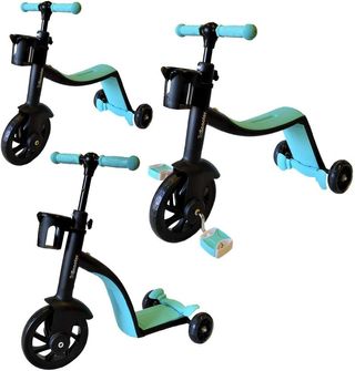 BIWOND Patinete 3 en 1 TriScooter (Modo Andador, Modo Triciclo, Modo Patinete, Ruedas Seguras, Manillar ustable Antideslizante, Pedales Desmontables) – Azul