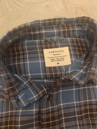 Camisa Cortefiel cuadros azul y marrón