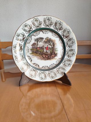Plato decorativo porcelana y verde