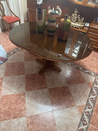 Mesa de comedor madera y cristal