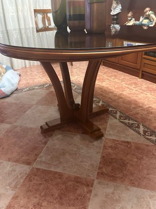 Mesa de comedor madera y cristal